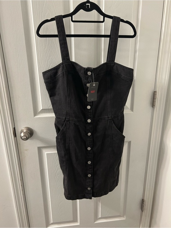 Levi's Dresses & Skirts - Levi's Black Denim Button-Front Pinafore